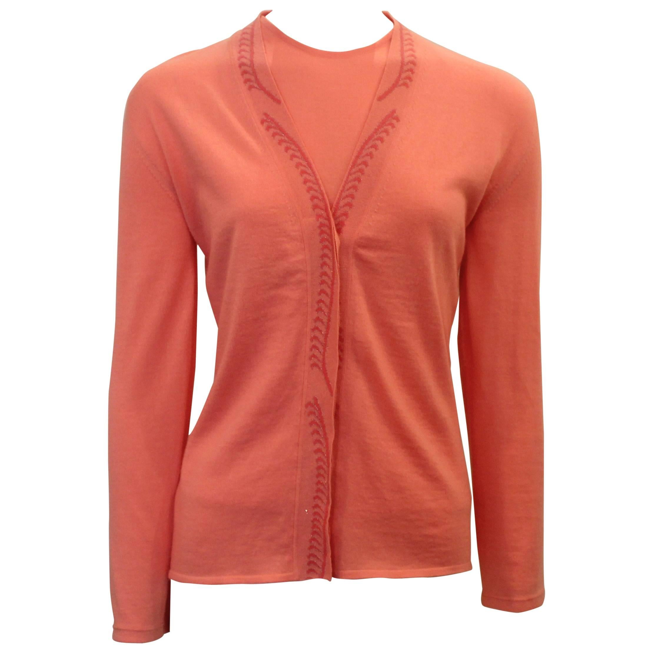 Emilio Pucci Coral Cashmere Blend Sweater Set - XS - 1990's For Sale