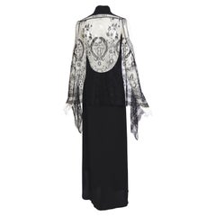 Hermes by Jean Paul Gaultier runway 2006 black guipure lace and silk long dress
