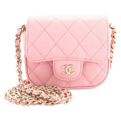 Chanel Classic Square Flap Clutch with Chain Quilted Caviar Mini at 1stDibs