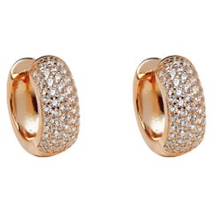 1.75 Carat Cubic Zirconia Micro Set  Rose Gold Plated Huggie Hoop Earrings