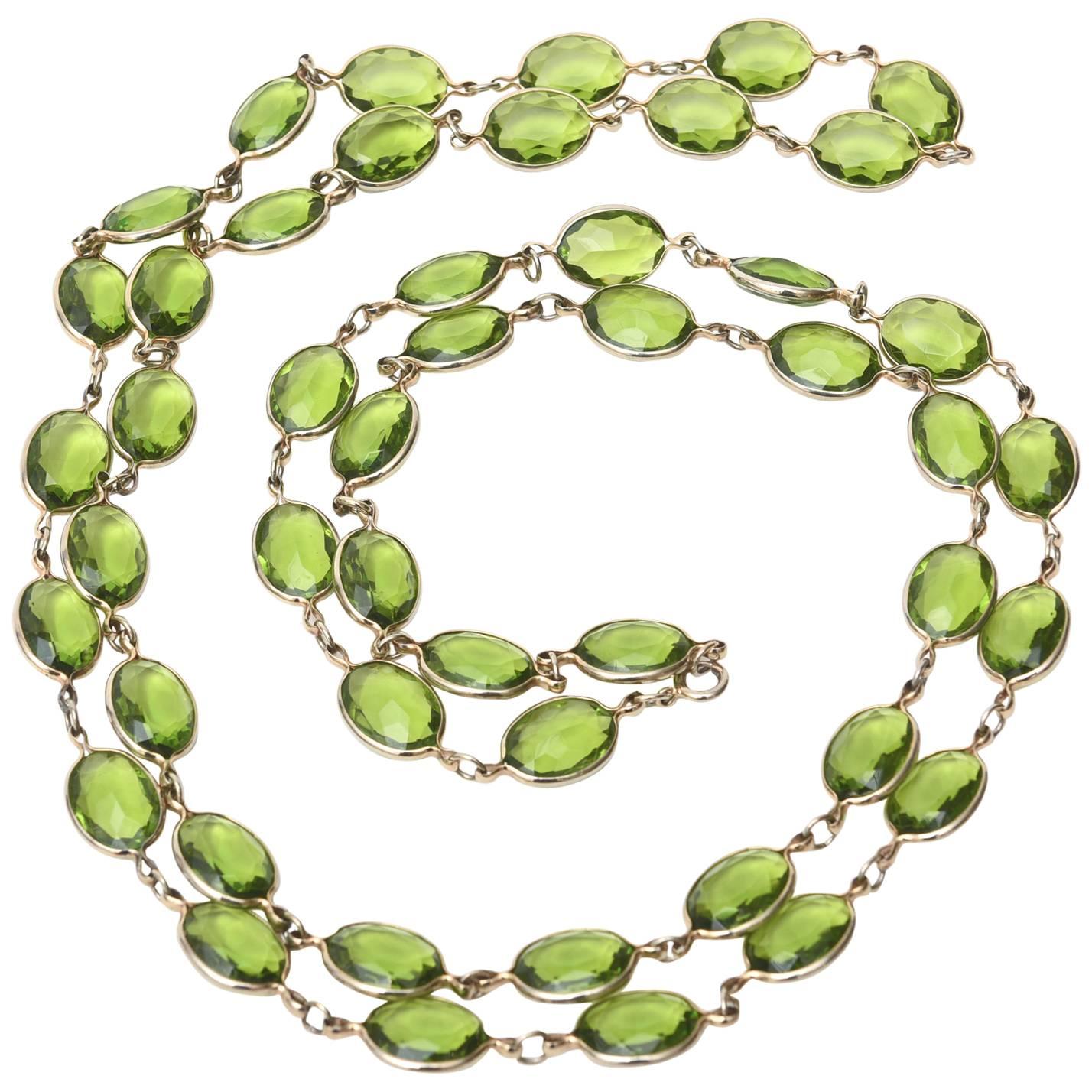 Strand of Chartreuse Glass Chain Necklace 