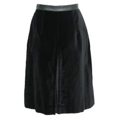 Burberry Black Velvet Leather Trimmed Pocketed Skirt S