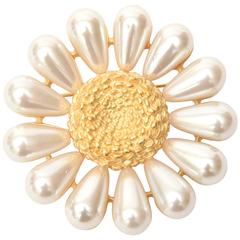 Signed Givenchy Faux Pearl Flower Pin