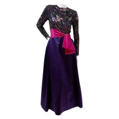 Vintage Bob Mackie Purple Sequin Mardi Gras Gown