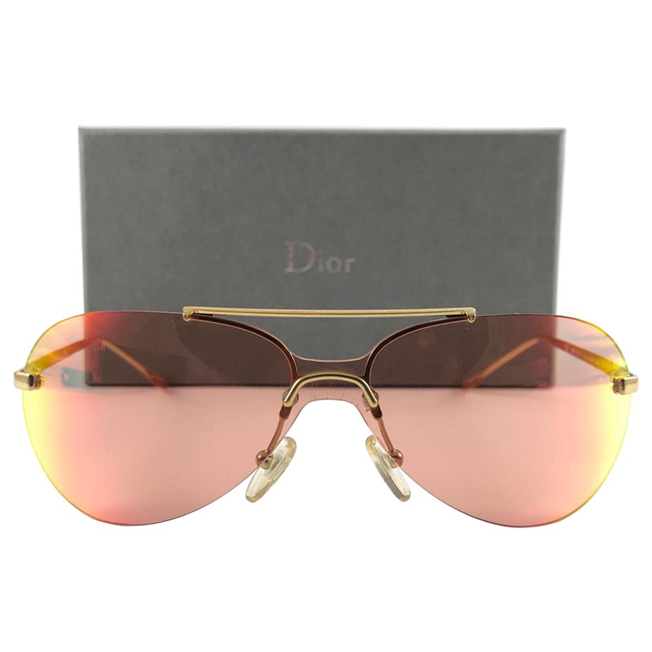 Vintage Christian Dior Mini Aviator Bubble Wrap Sunglasses Fall 2000 Y2K For Sale
