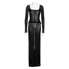 Dolce & Gabbana black long-sleeve corset and maxi skirt ensemble, fw 1997