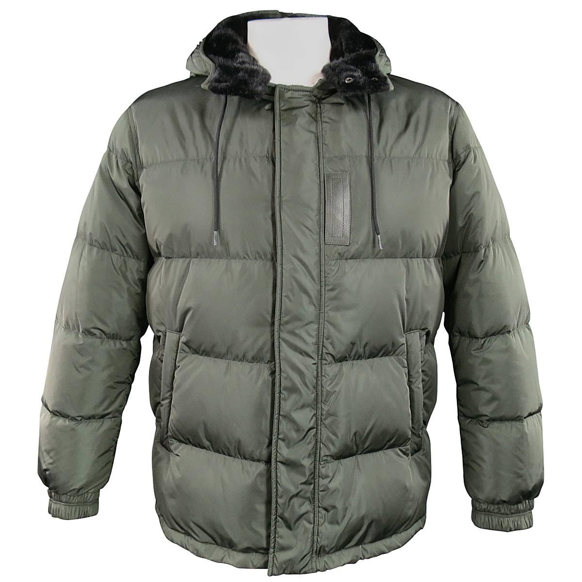 PRADA Men's 44 Green Quilted Detachable Hood Puff Parka Jacket