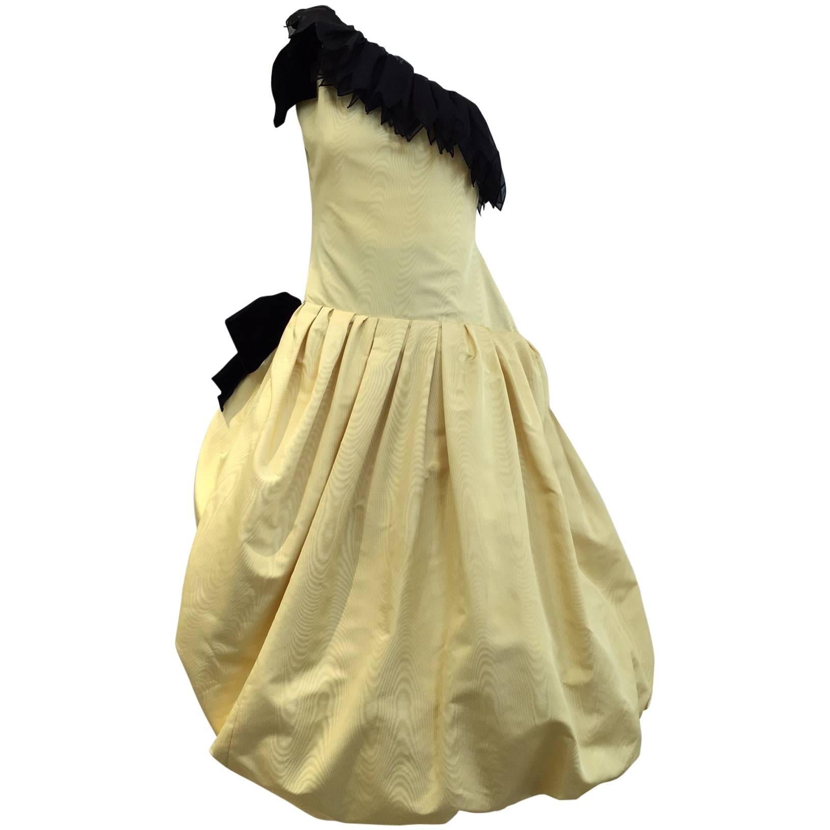 Christian Dior by Marc Bohan Haute Couture 1982 
Yellow Silk Cocktail Dress