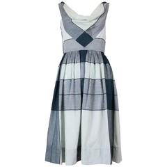 Vintage Claire McCardell Graphic Cotton Day Dress w/Cowl Neck 6