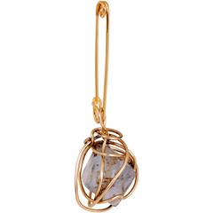 Kazuko 14k Gold Wire Wrapped Flourite Brooch Pendant