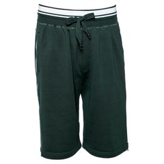 Dolce & Gabbana Green Cotton Knit Side Zipper Detail Bermuda Shorts M
