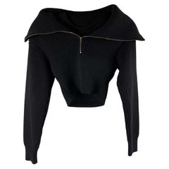 Jacquemus New La Maille Risoul Black Knit Cropped Sweater SZ 32 US XXS