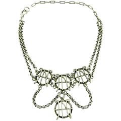 Jean Paul Gaultier Vintage Silver Tone Logo Necklace 2