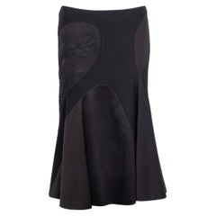 ALEXANDER MCQUEEN lana negra FALDA FLORAL BORDADA 40 S