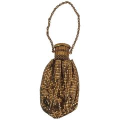 Vintage Whiting & Davis Art Deco Style Gold Mesh Accordian Bag - circa 1940's