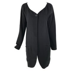Donna Karan Black Silk Crepe Open Front Jacket With Pockets 1980s