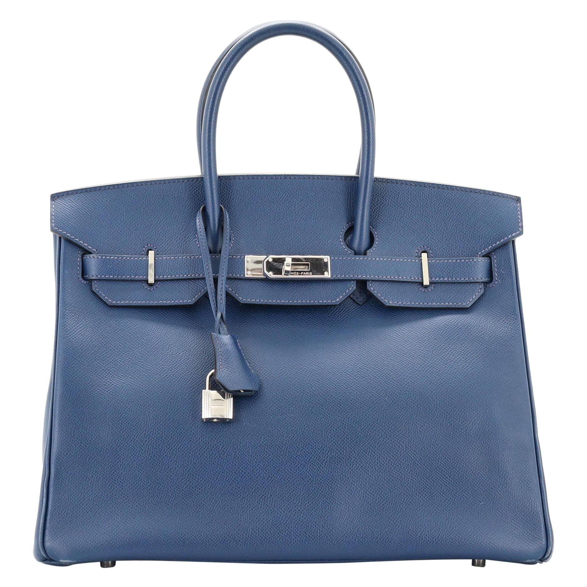 Hermes Birkin Handbag Bleu De Malte Epsom with Palladium Hardware 35