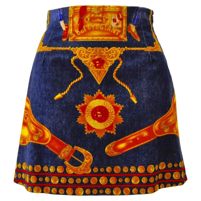 Iconic Gianni Versace Couture "Betty and Giant" Cotton Ribbed Mini Skirt  For Sale at 1stDibs