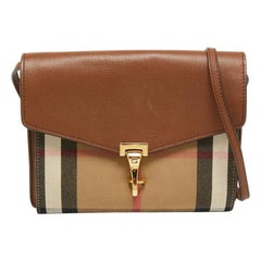Burberry Brown House Check Canvas and Leather Macken Crossbody Bag