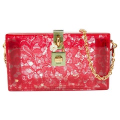 Dolce & Gabbana Red Plexiglass And Lace Taormina Clutch