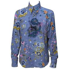 Vintage 1970s Escada Silk Printed Blouse
