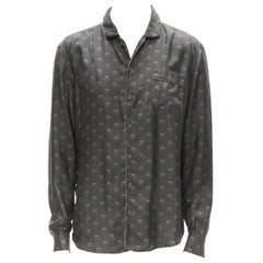 DOLCE GABBANA 100% seta grigio Stampa ape regina Pigiama M