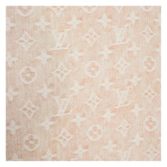 Louis Vuitton Pale Pink & Gold Monogram Print Silk Scarf