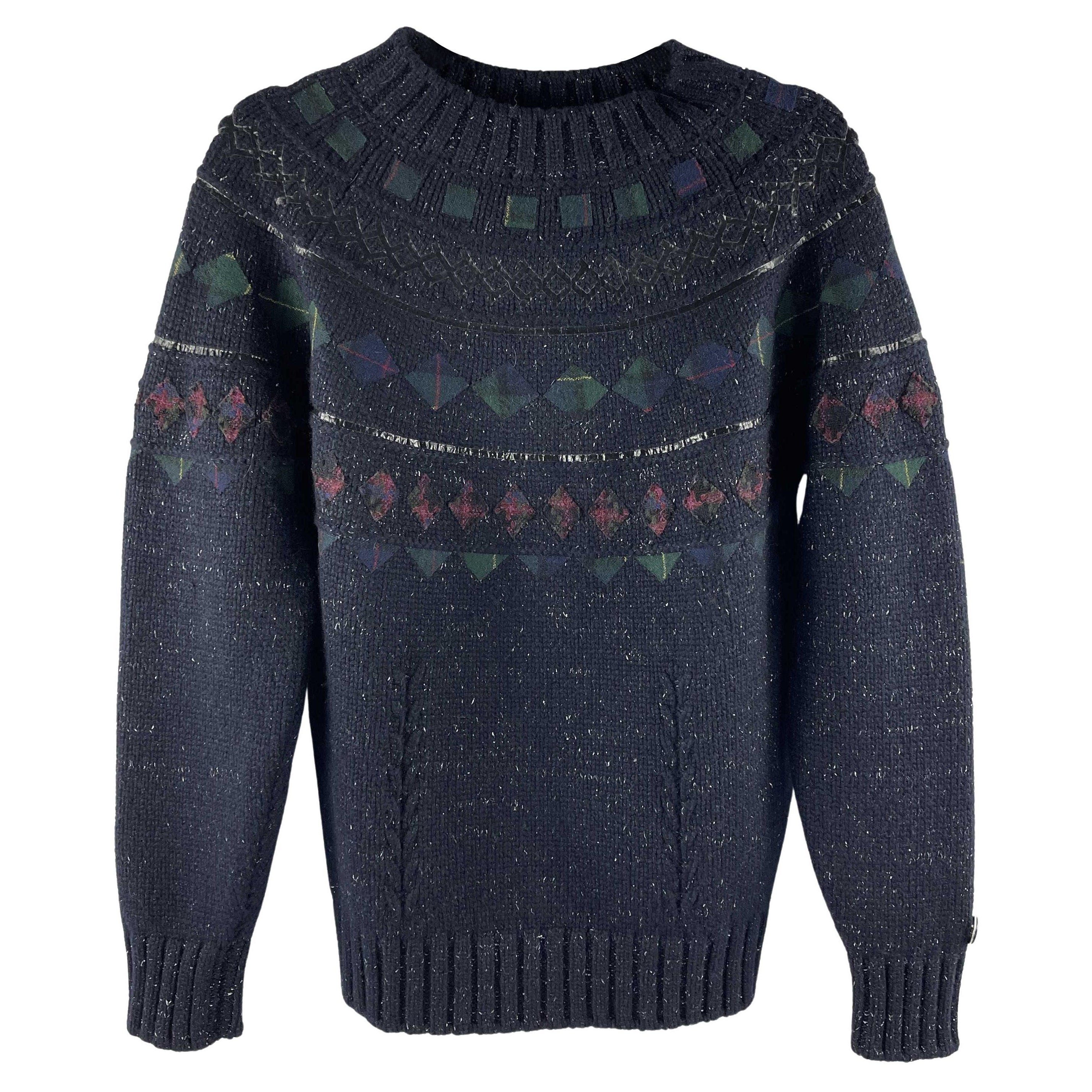 CHANEL 13A Cashmere Navy 'Fair Isle' Knit Pullover Sweater FR 36 US 4