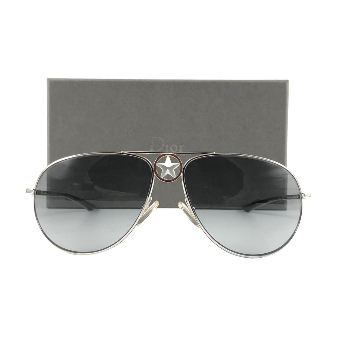 Vintage Christian Dior " HIPPY 1 " Silver Wrap Sunglasses Fall 2000 Y2K For Sale