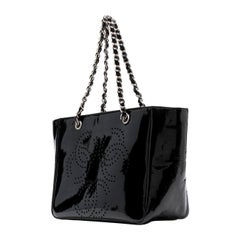 Chanel Black Patent Leather Shoulder Tote Bag