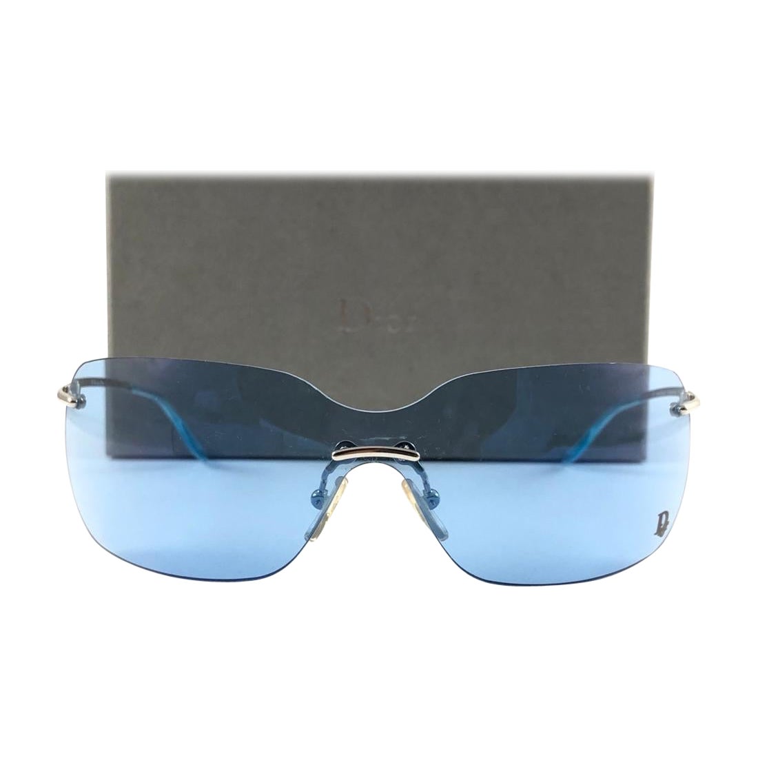 Vintage Christian Dior Bowling Blue Bubble Wrap Sunglasses Fall 2000 Y2K For Sale