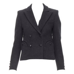BLAZE MILANO Lane Crawford Exclusive Spencer grey wool pocket blazer US0 XS