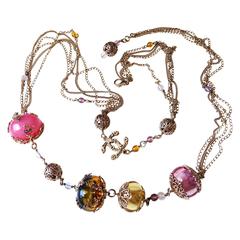 BRAND NEW  Chanel ✿*ﾟ RARE " BLOWN GLASS " EX Long Strands Beads Belt Necklace