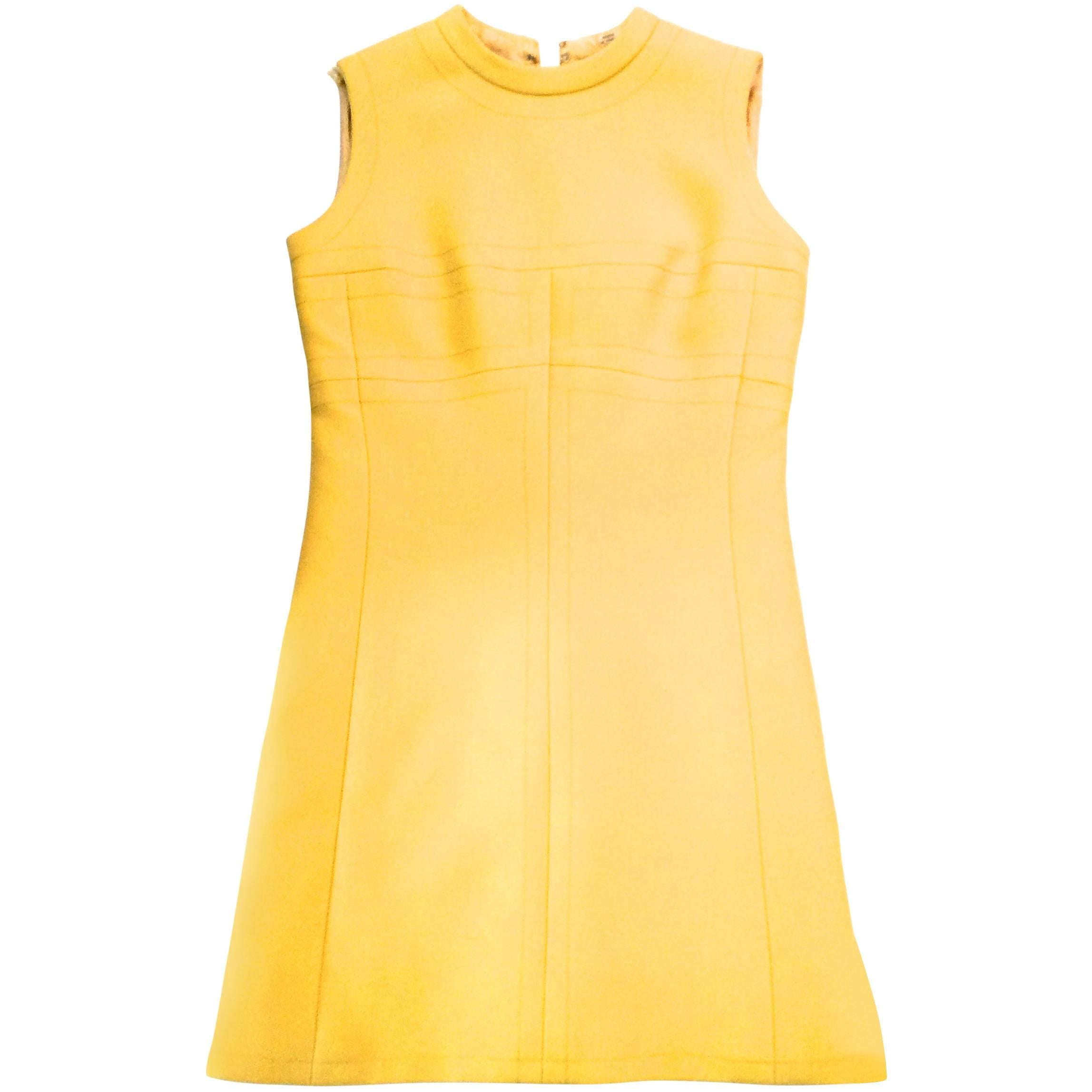 Vintage 1960's Yellow Sleeveless A-Line Dress