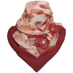 Hermes Chiffon Mousseline Silk Scarf Les Plumes Feathers Linares Pink 90 cm 3
