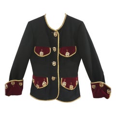 Moschino Couture Black Wool Masks Jacket
