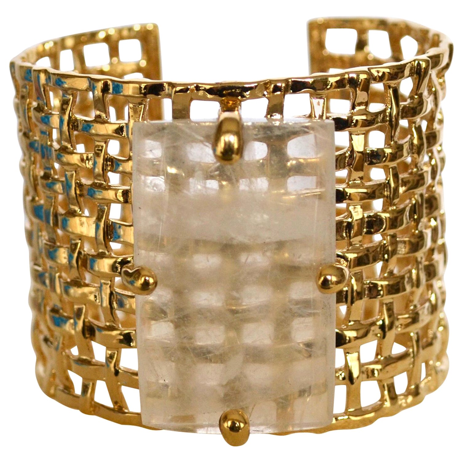 24-Carat Gilded Bronze and Rock Crystal Cuff