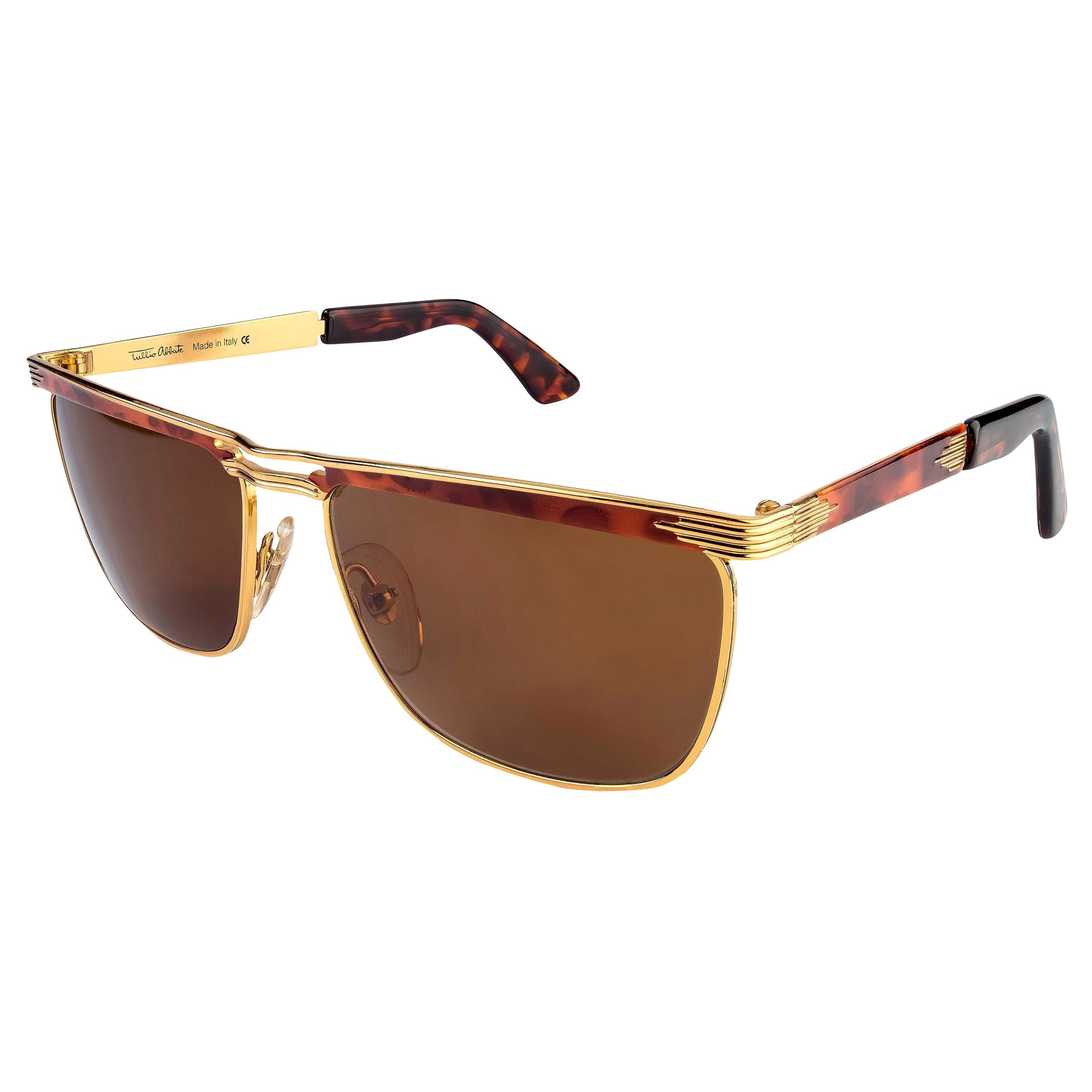 Tullio Abbate Gold Square Sunglasses  For Sale