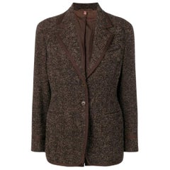 90s Romeo Gigli Brown cashmere-wool blend tweed jacket