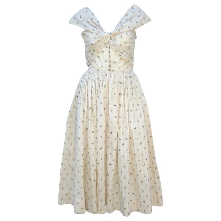 Charming C.1950 Claire McCardell Wrapped Bodice Cotton Dress at 1stDibs