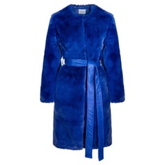 Used Verheyen London Serena  Collarless Faux Fur Coat in Blue - Size uk 10
