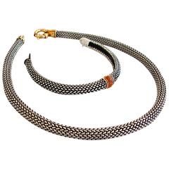 Scott Keating Sterling Silver Mesh + 18k Gold Choker + Citrine Bracelet Set 4