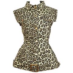 1988 JEAN PAUL GAULTIER denim leopard printed corset jacket