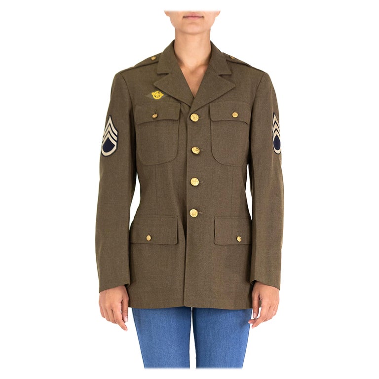 1940S Army Green Wool Authentic WWII Military Jacket For Sale at 1stDibs