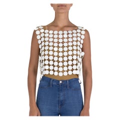 Vintage 1960'S PACO RABANNE  Style White Plastic Circle Chainmail Top