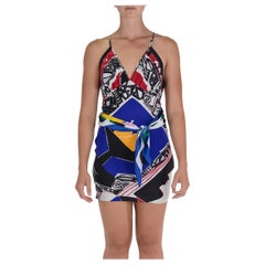 MORPHEW COLLECTION Black & White Multicolored Silk Two Scarf Sagittarius Dress