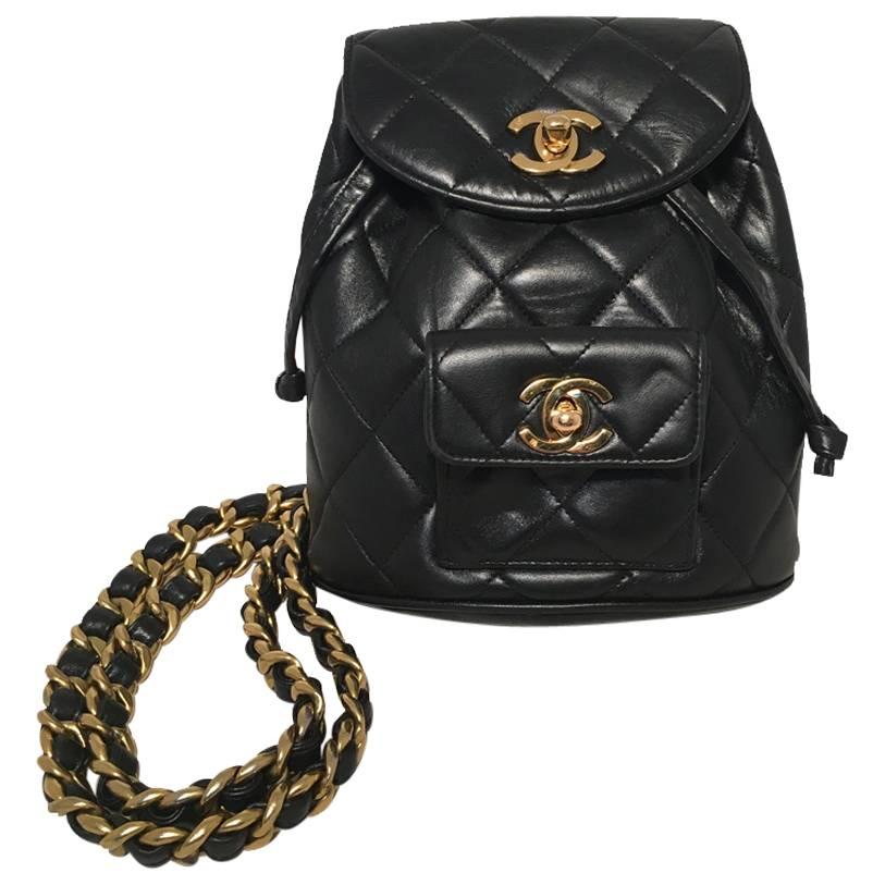 chanel black quilted backpack