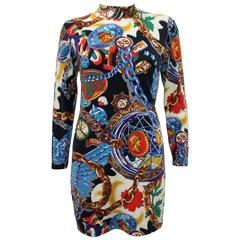 1980s Jungle by Kenzo Multi-Coloured Baroque Printed Body-Con Dress