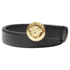 new VERSACE Biggie Medusa Medallion Coin gold buckle black belt  105cm 40-44"