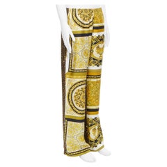 Versace - Pantalon décontracté baroque en soie dorée et léopard avec mosaïque, taille IT 46 S, 2021, état neuf